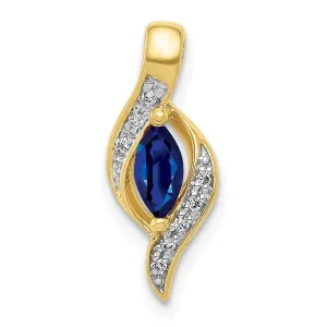 10k Diamond and Marquise .29 Sapphire Pendant