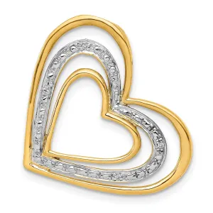 14k .01ct. Diamond and Rhodium Triple Heart Chain Slide