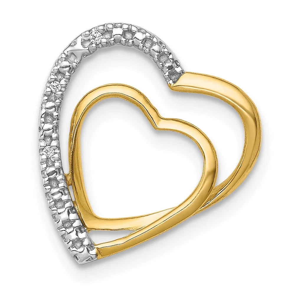 14k .01ct. Diamond Double Heart Chain Slide