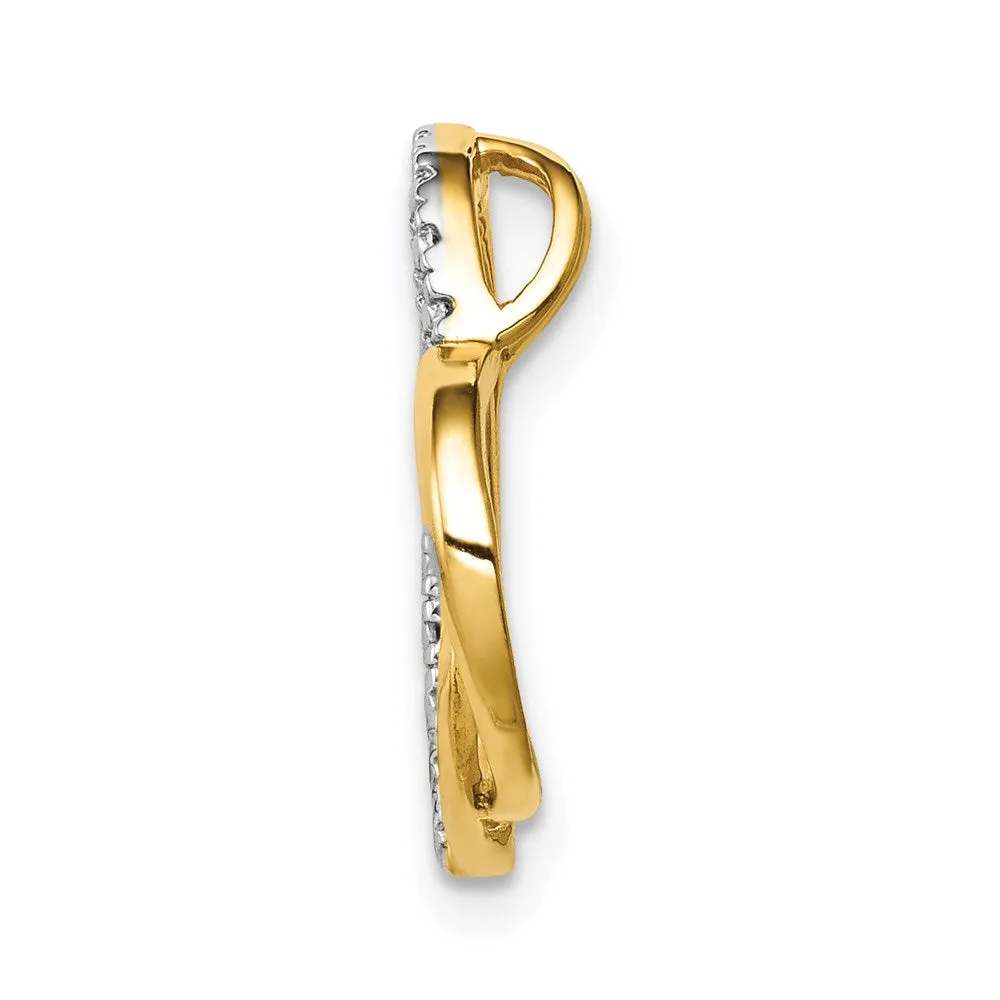 14k .01ct. Diamond Double Heart Chain Slide