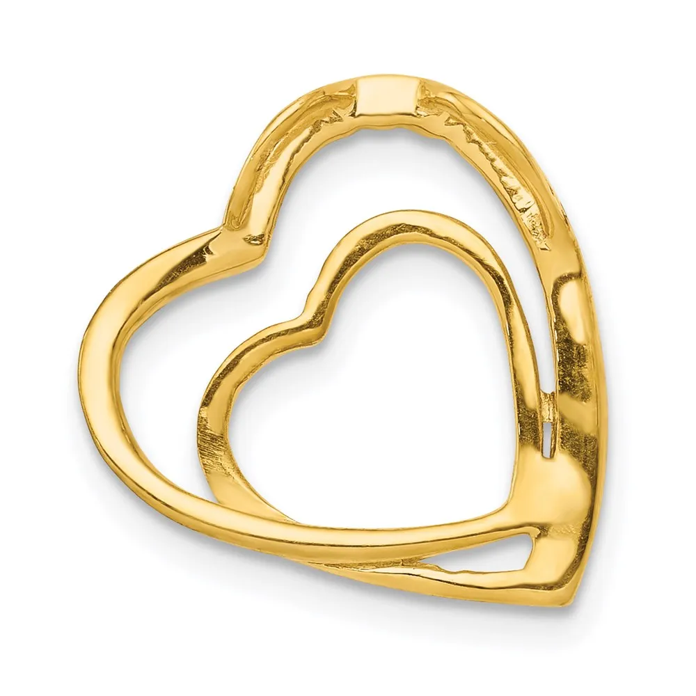 14k .01ct. Diamond Double Heart Chain Slide