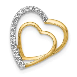 14k .01ct. Diamond Double Heart Chain Slide