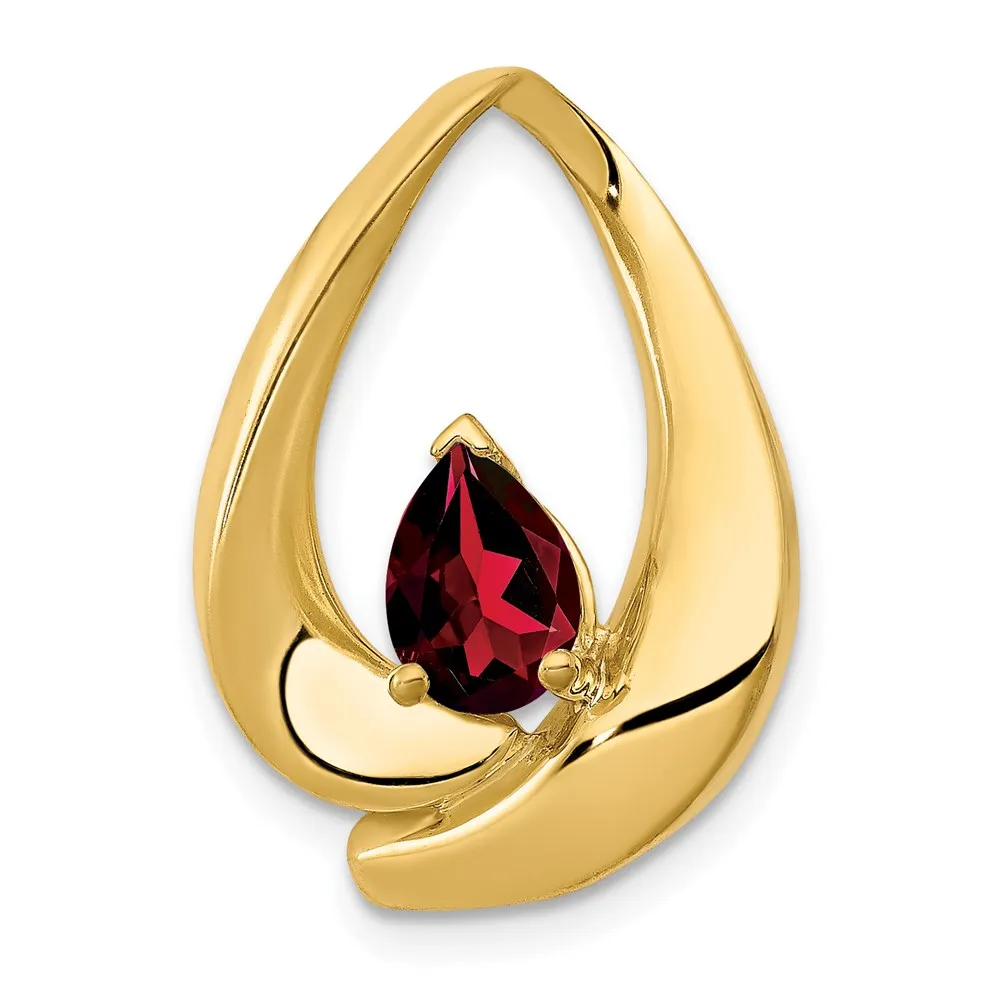 14k 7x5mm Pear Garnet Slide