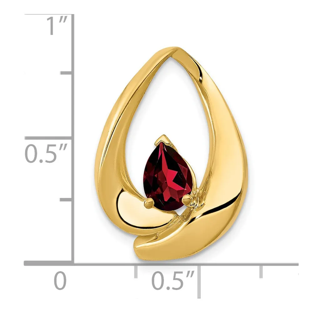 14k 7x5mm Pear Garnet Slide