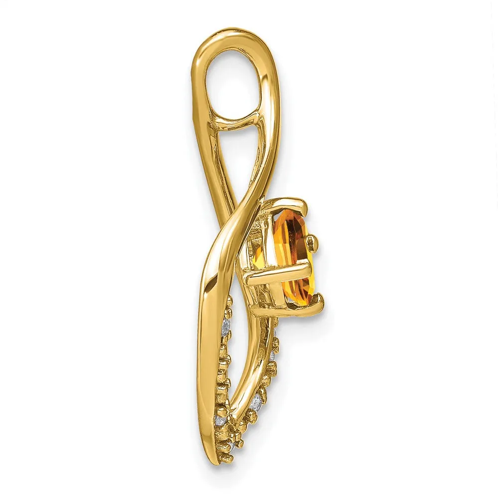 14k Citrine and Diamond Pendant