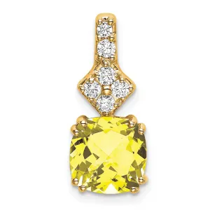14k Lab Grown Diamond & Created Yellow Sapphire Pendant