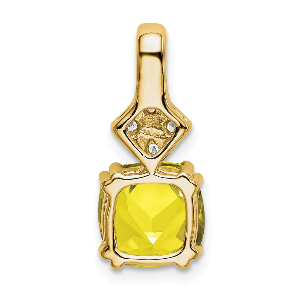 14k Lab Grown Diamond & Created Yellow Sapphire Pendant