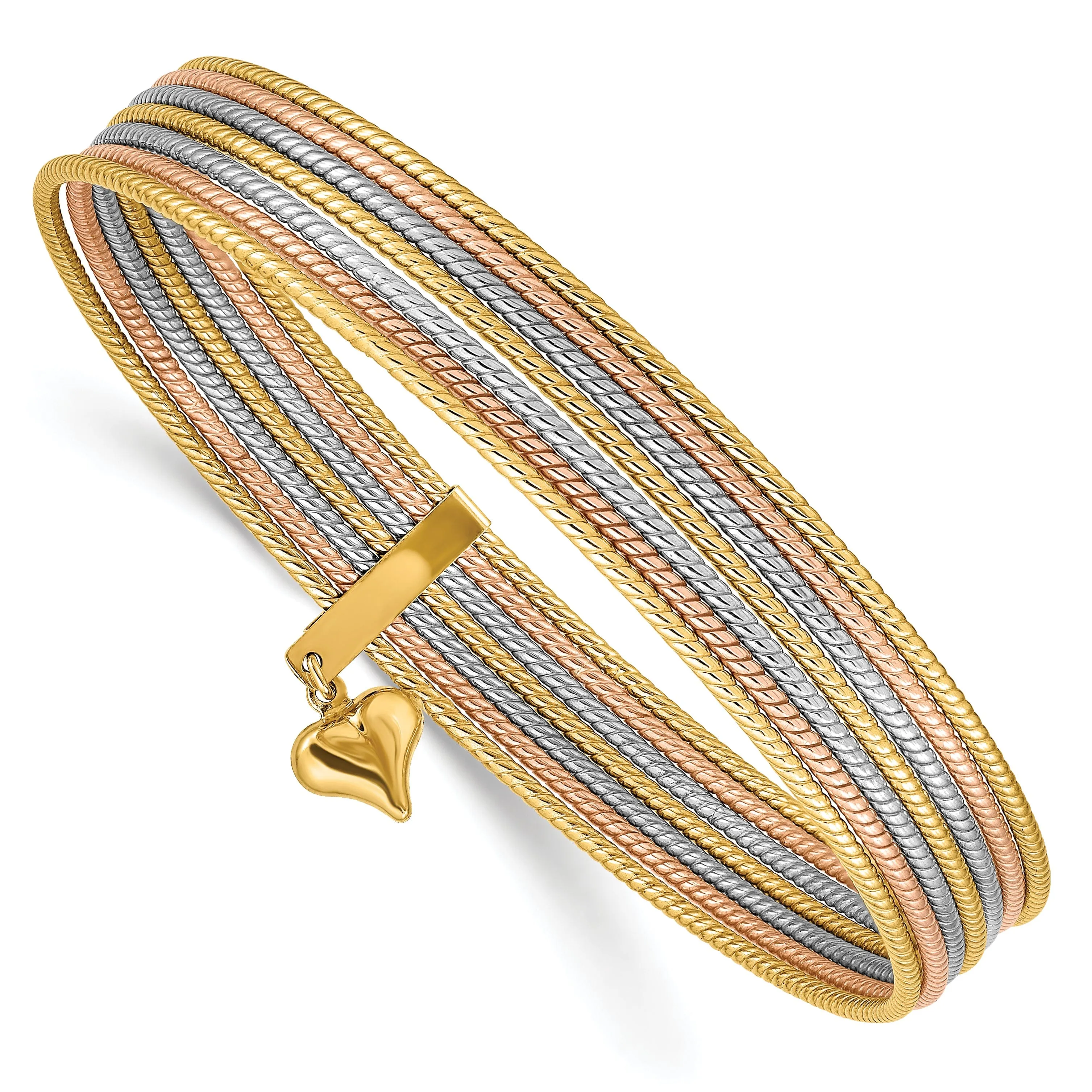 14k Tri-color Gold Slip On 7 Bangles