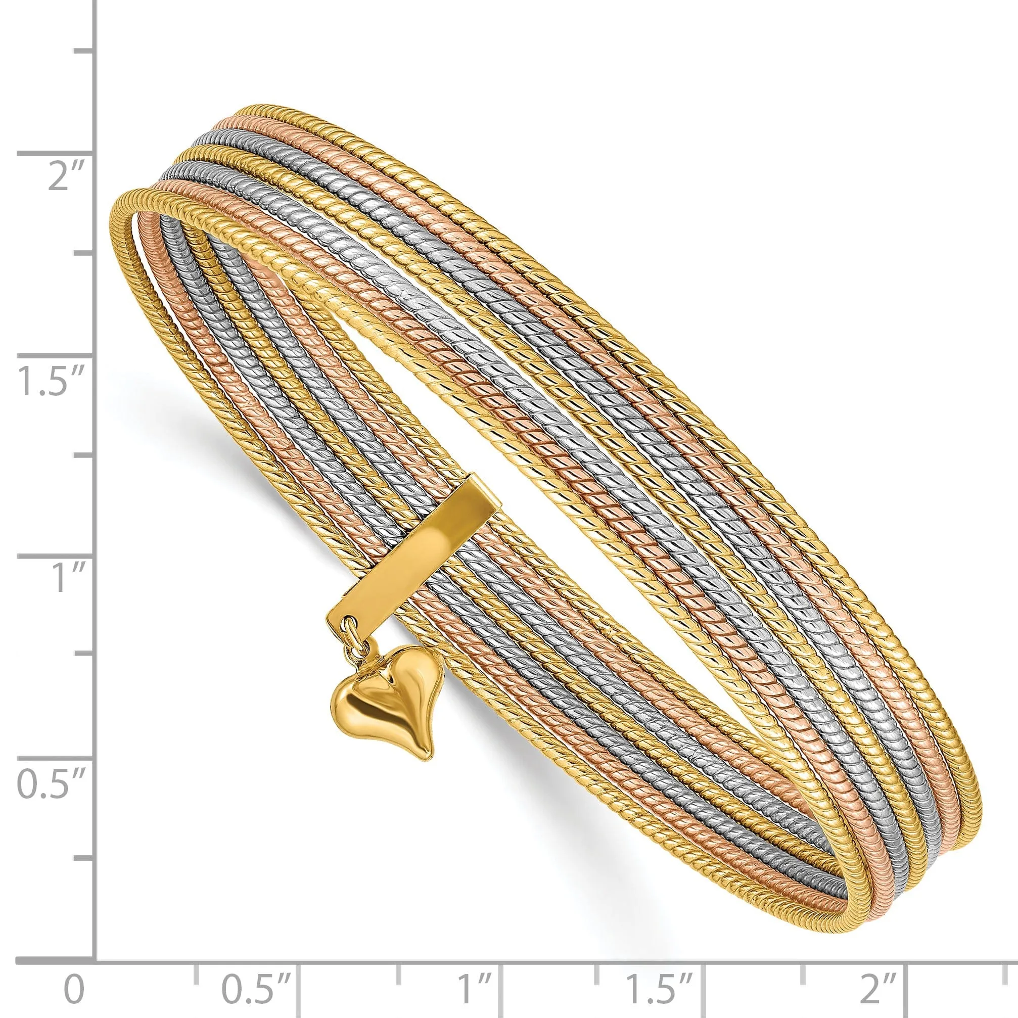 14k Tri-color Gold Slip On 7 Bangles