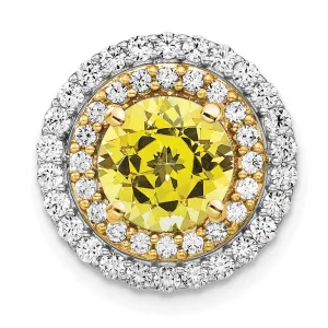 14k Two-Tone Lab Grown Diamond & Created Yellow Sapphire Pendant
