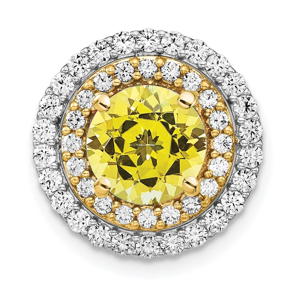 14k Two-Tone Lab Grown Diamond & Created Yellow Sapphire Pendant
