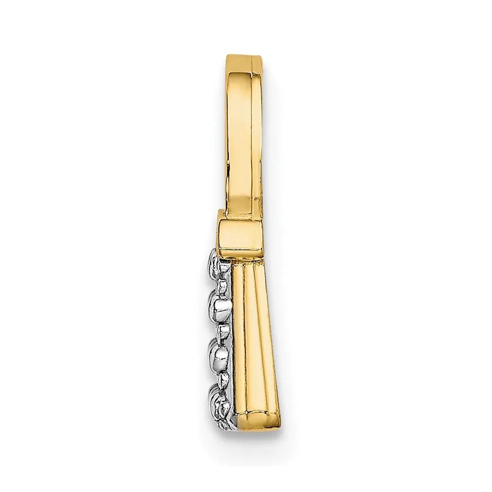14K W/ Rhodium Textured and Polished Purse Charm