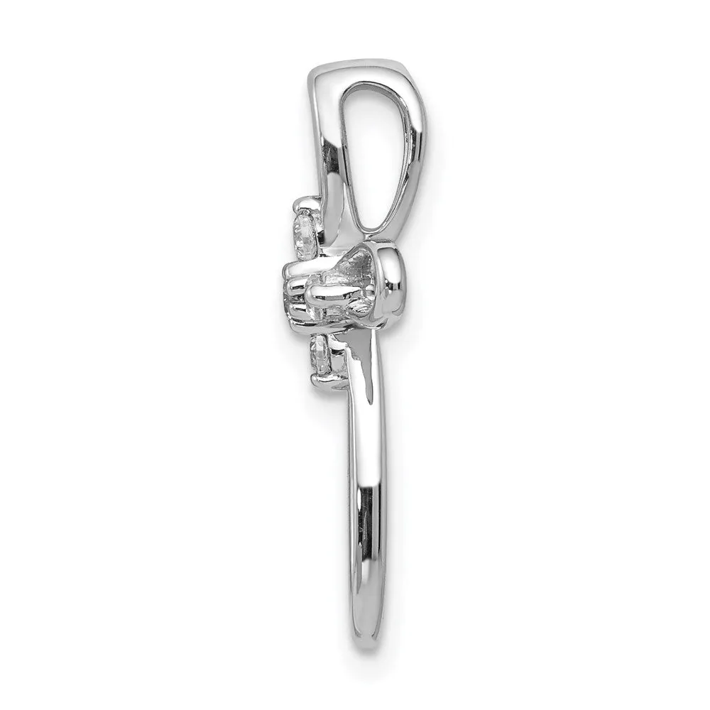 14k White Gold 1/10ct. Diamond Cross Chain Slide