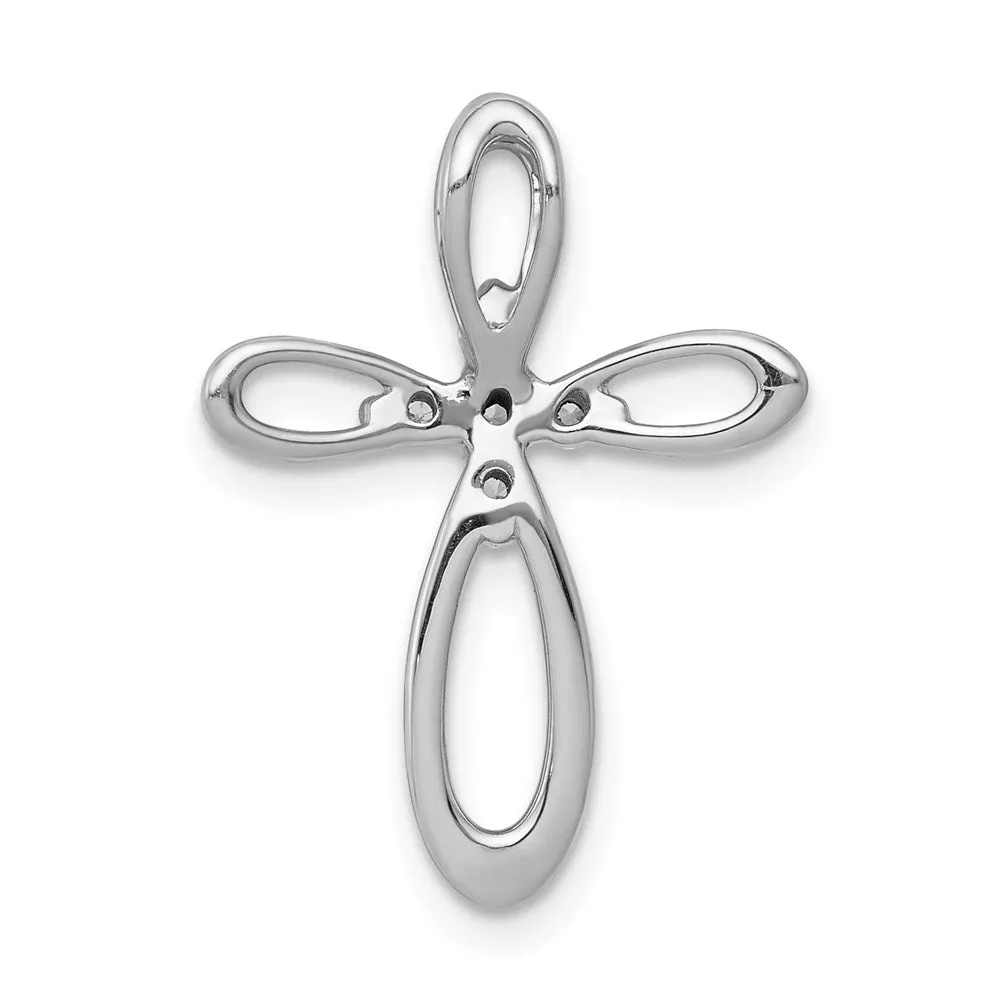 14k White Gold 1/10ct. Diamond Cross Chain Slide