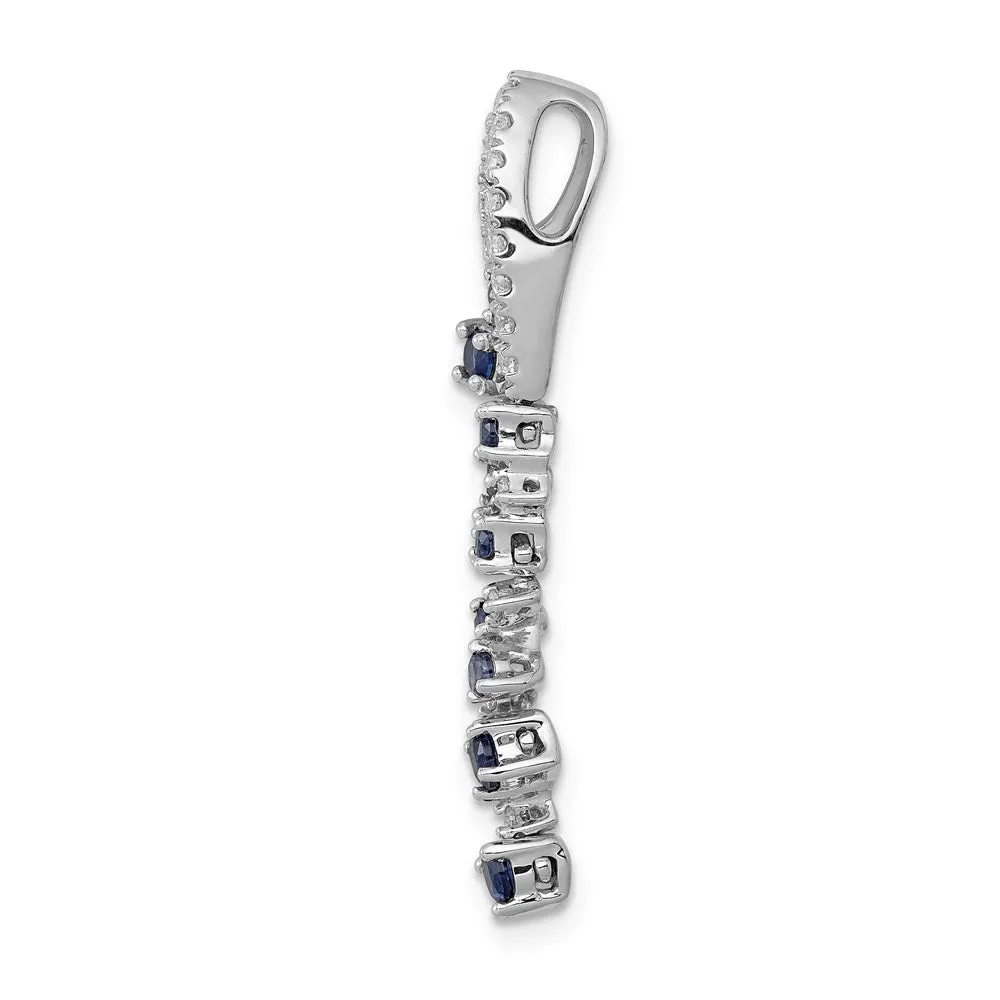 14k White Gold 1/5ct. Diamond and .36 Sapphire Chain Slide