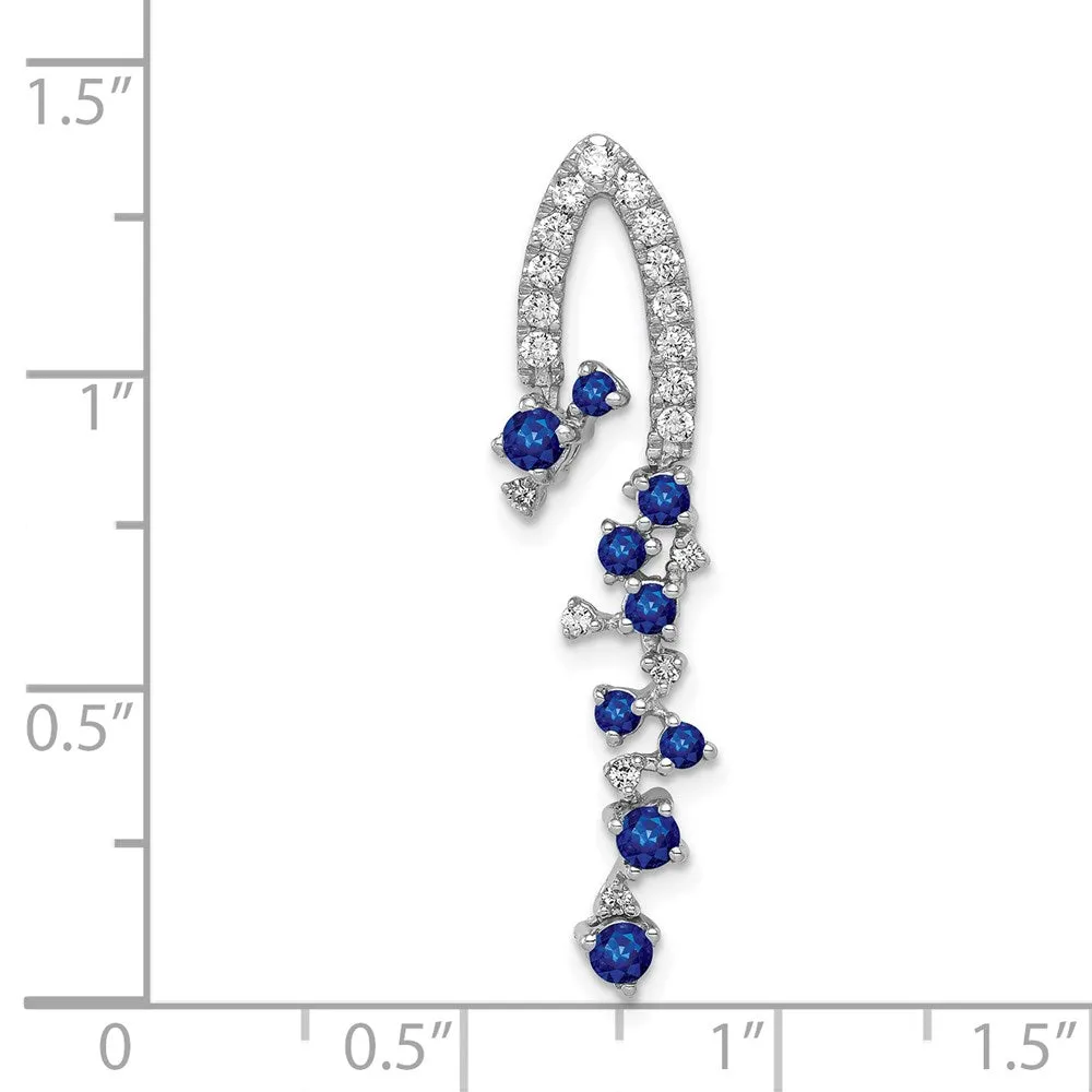 14k White Gold 1/5ct. Diamond and .36 Sapphire Chain Slide