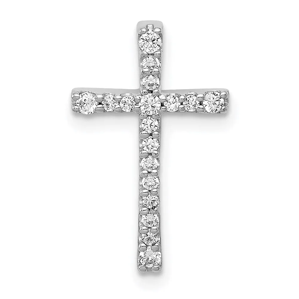 14k White Gold 1/5ct. Diamond Latin Cross Chain Slide