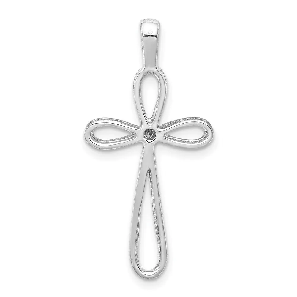 14k White Gold AA Diamond Cross Pendant