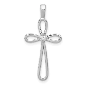 14k White Gold AA Diamond Cross Pendant