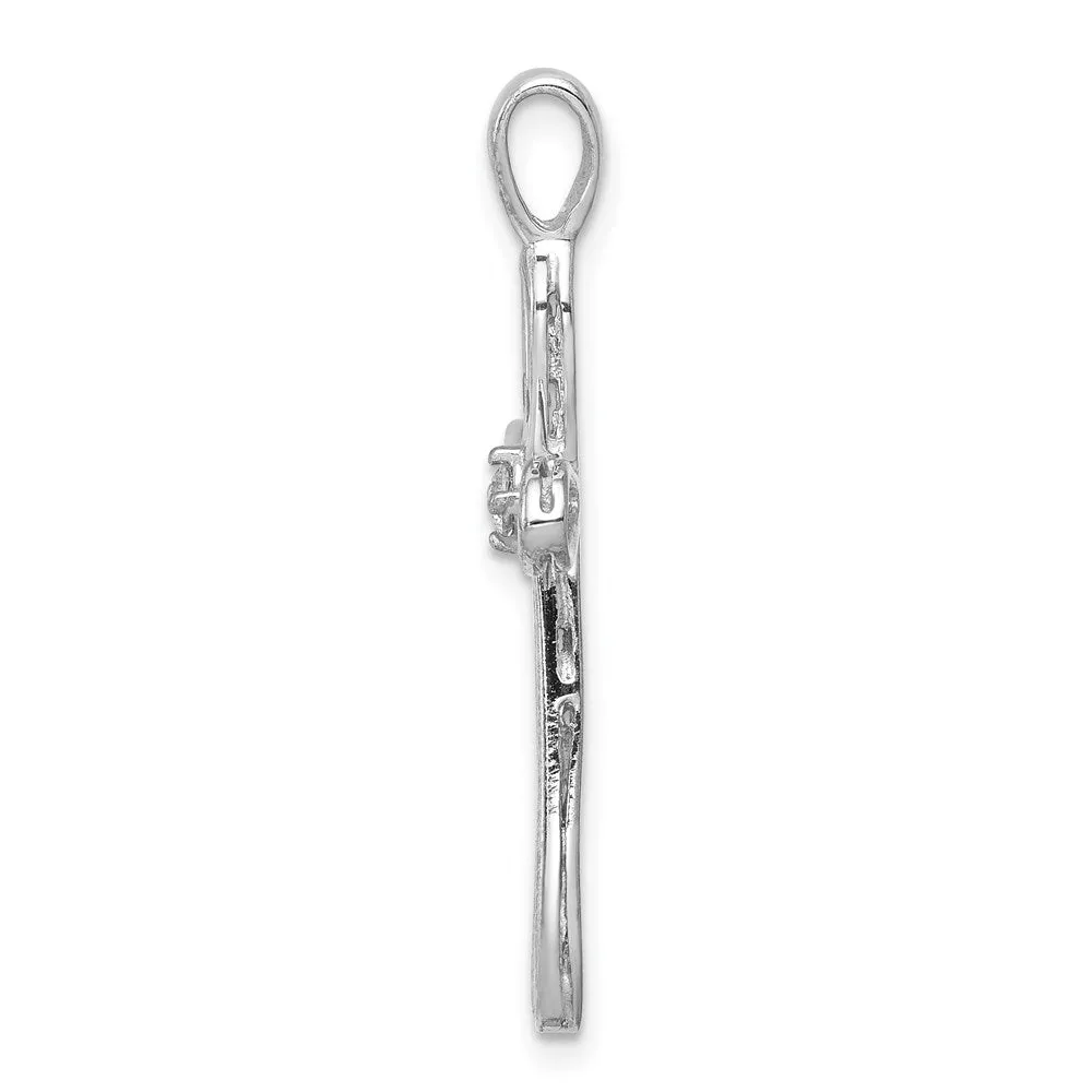 14k White Gold AA Diamond Cross Pendant
