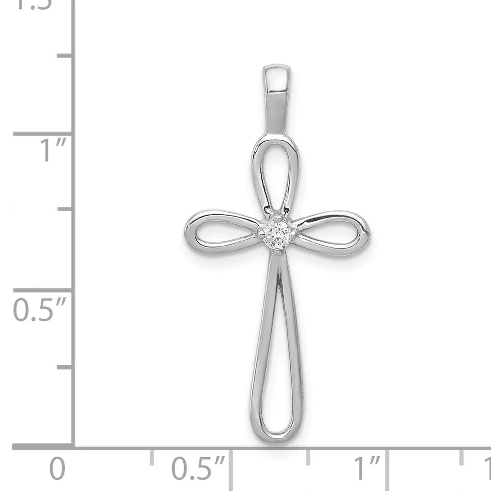 14k White Gold AA Diamond Cross Pendant