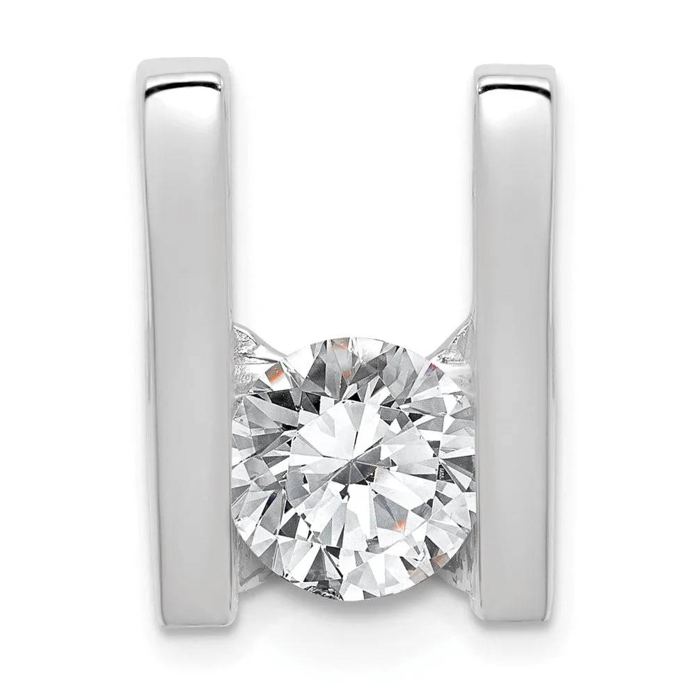 14k White Gold Completed Fancy Moissanite Chain Slide