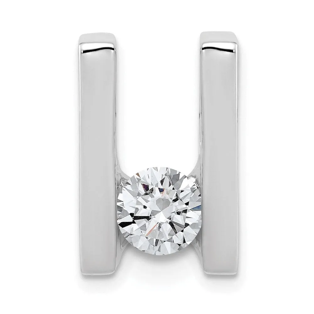 14k White Gold Completed Fancy Moissanite Chain Slide