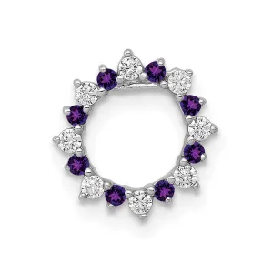14k White Gold Diamond and .08 Amethyst Fancy Circle Chain Slide