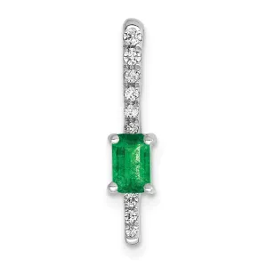 14k White Gold Diamond and Rectangle Emerald Fancy Chain Slide