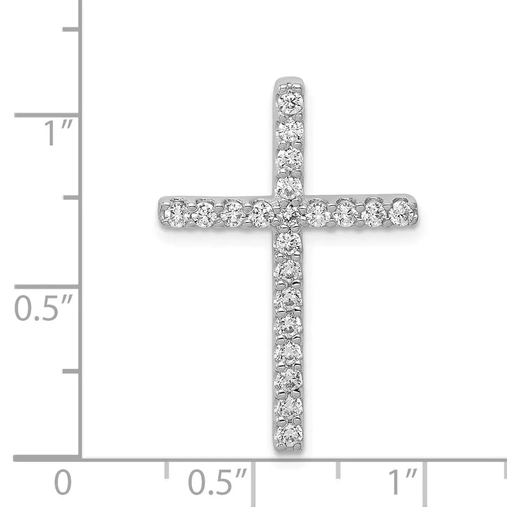 14k White Gold Diamond Cross Pendant