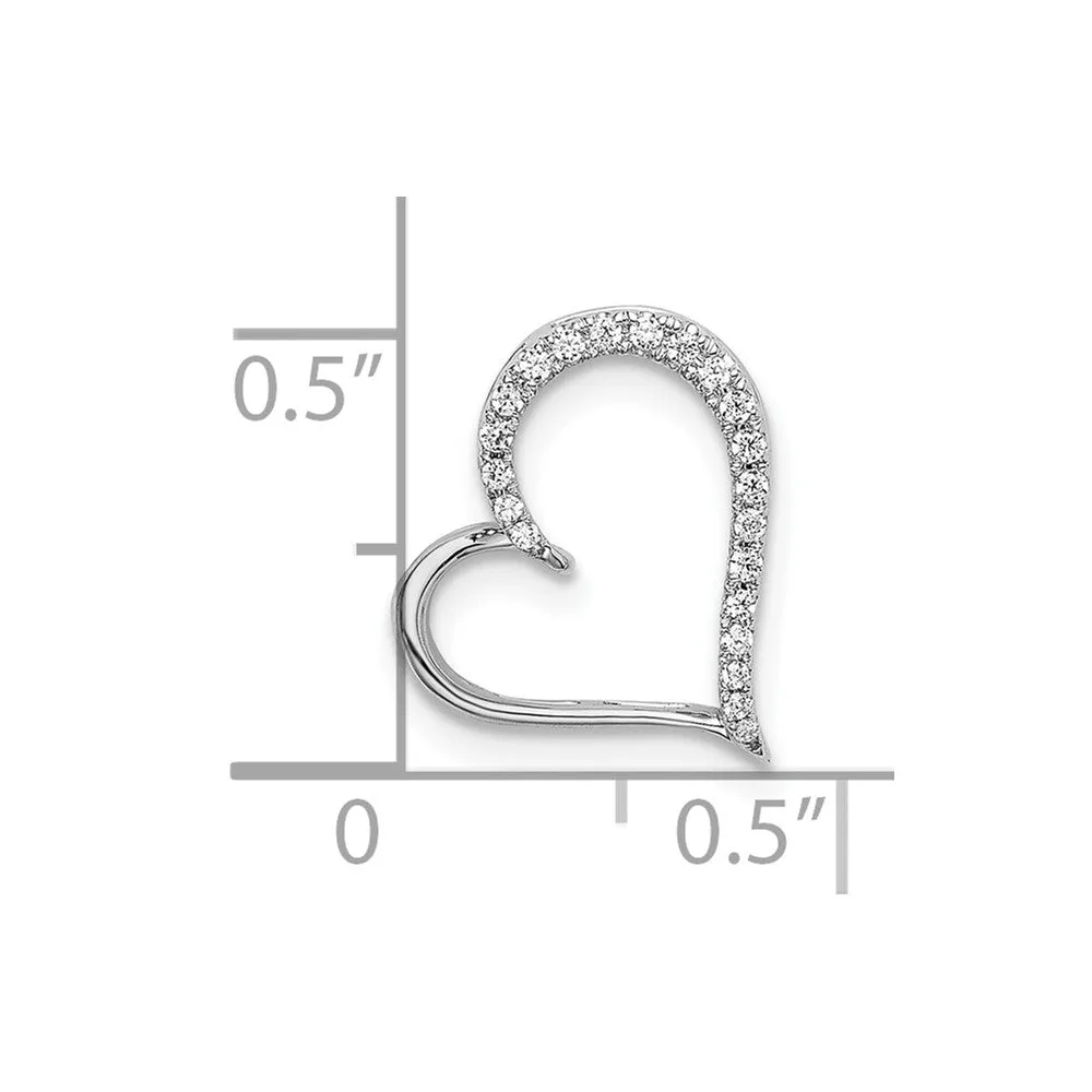 14k White Gold Diamond Heart Chain Slide