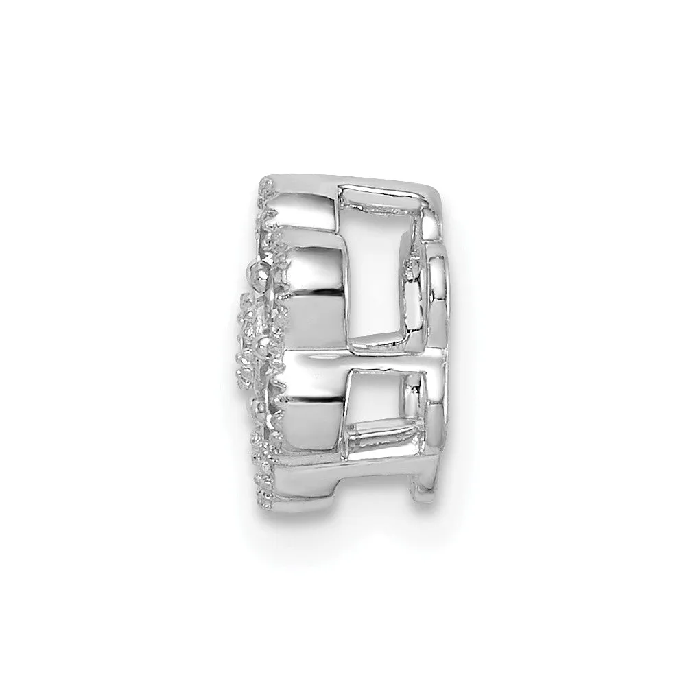 14k White Gold Floral Diamond Chain Slide