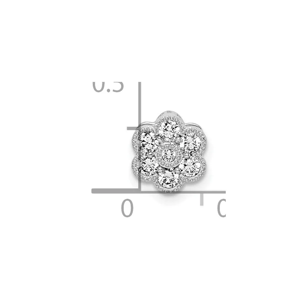 14k White Gold Floral Diamond Chain Slide