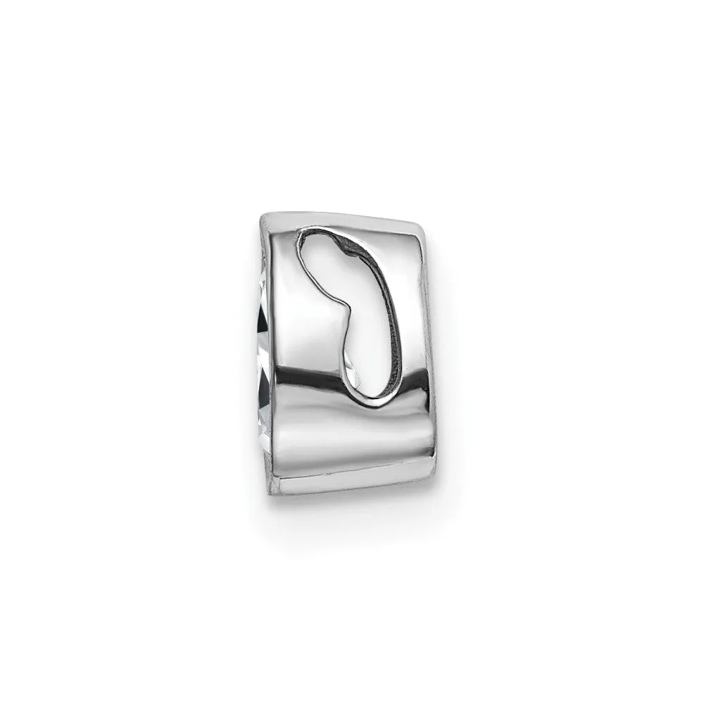 14k White Gold Pear Bezel G H I True Light Moissanite Chain Slide