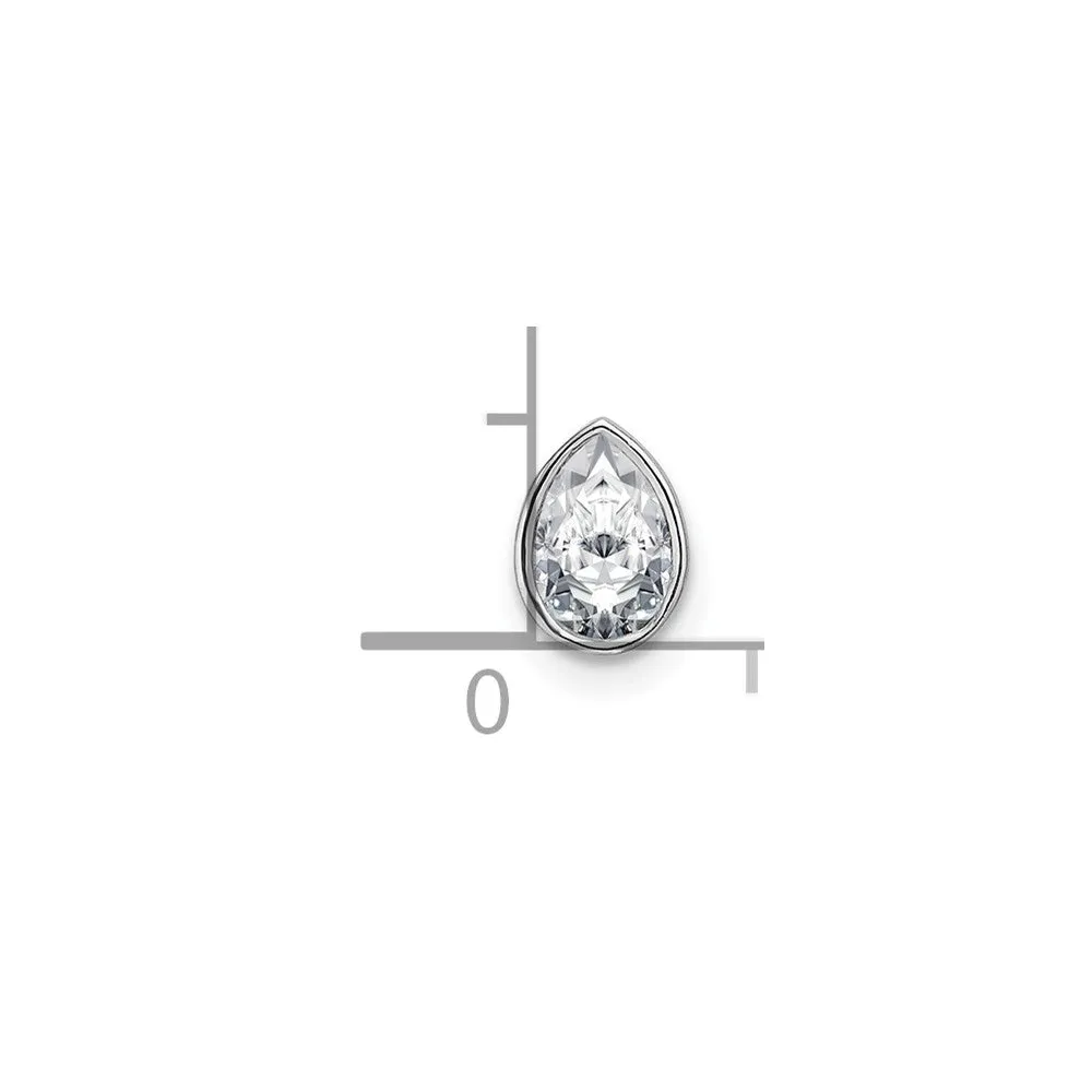 14k White Gold Pear Bezel G H I True Light Moissanite Chain Slide