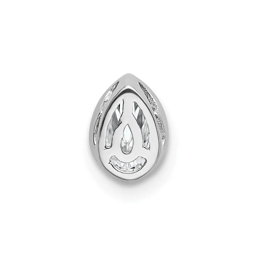 14k White Gold Pear Bezel G H I True Light Moissanite Chain Slide