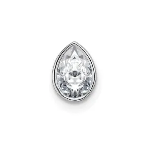 14k White Gold Pear Bezel G H I True Light Moissanite Chain Slide