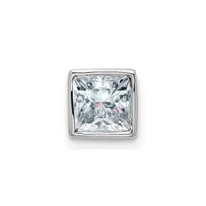 14k White Gold Princess Bezel D E F Pure Light Moissanite Chain Slide