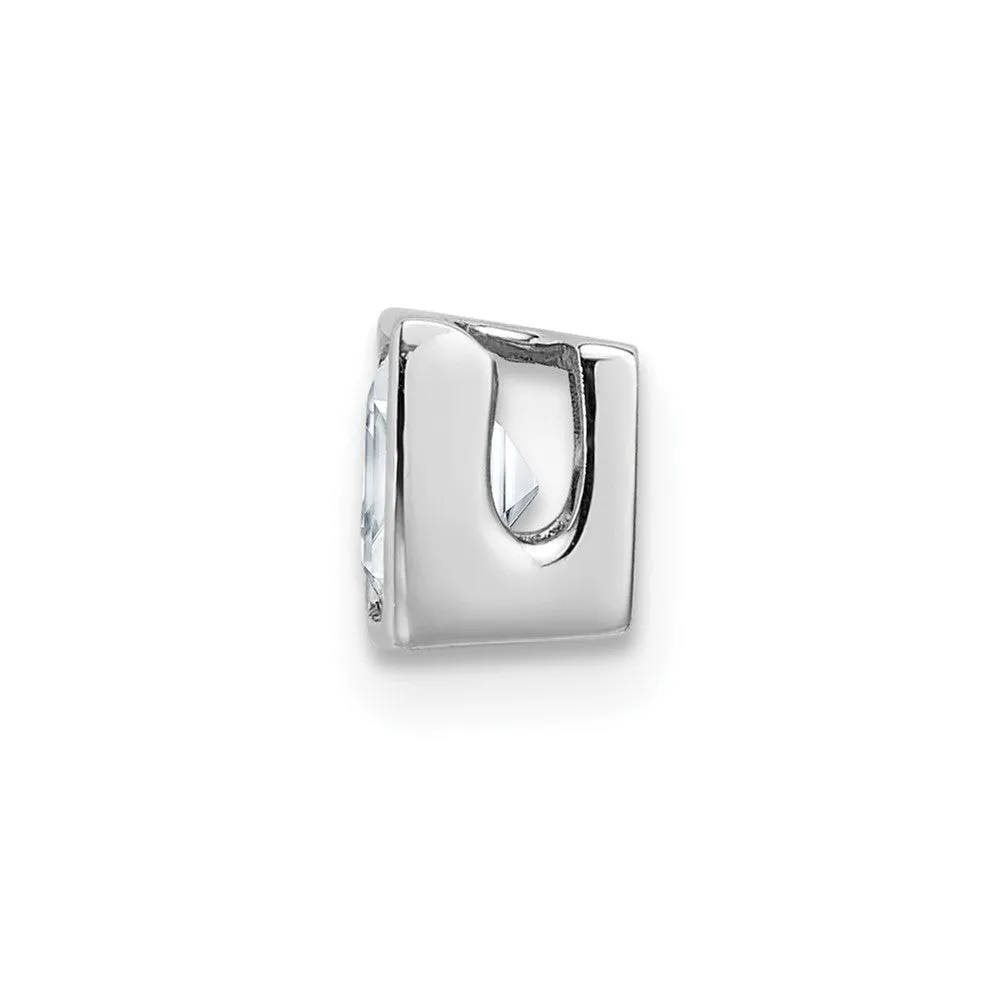 14k White Gold Princess Bezel D E F Pure Light Moissanite Chain Slide