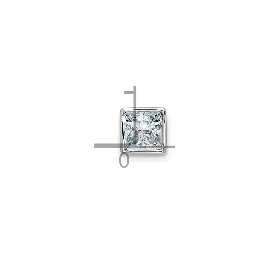 14k White Gold Princess Bezel D E F Pure Light Moissanite Chain Slide