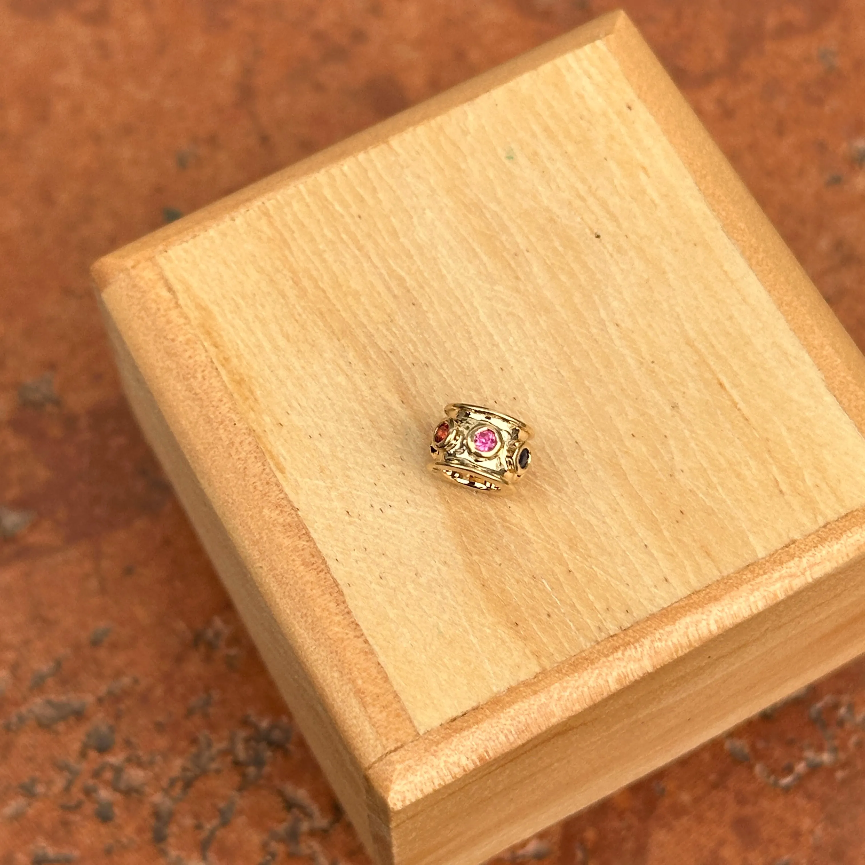 14KT Yellow Gold Multi-Colored Sapphire Roundel Pendant Slide
