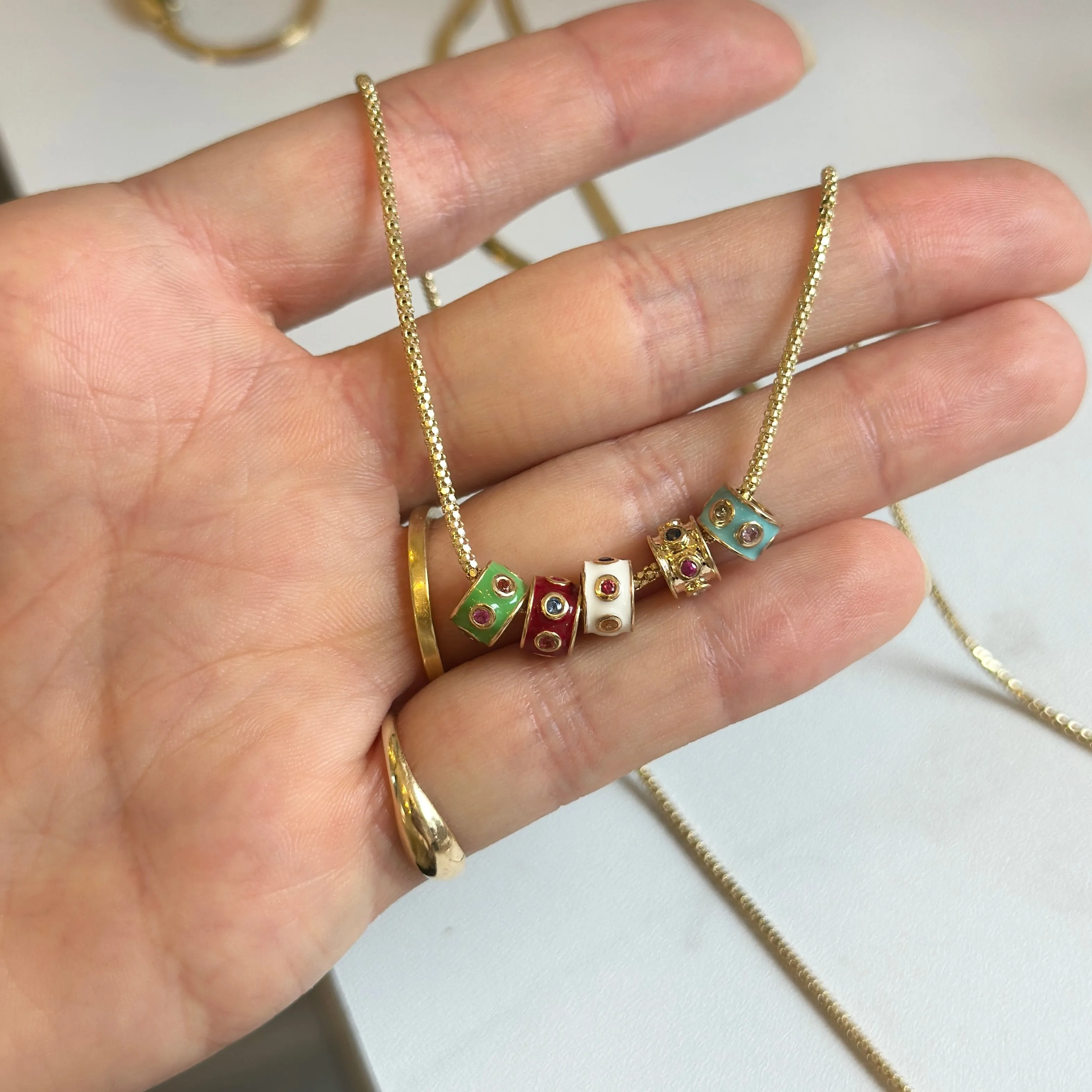 14KT Yellow Gold Multi-Colored Sapphire Roundel Pendant Slide