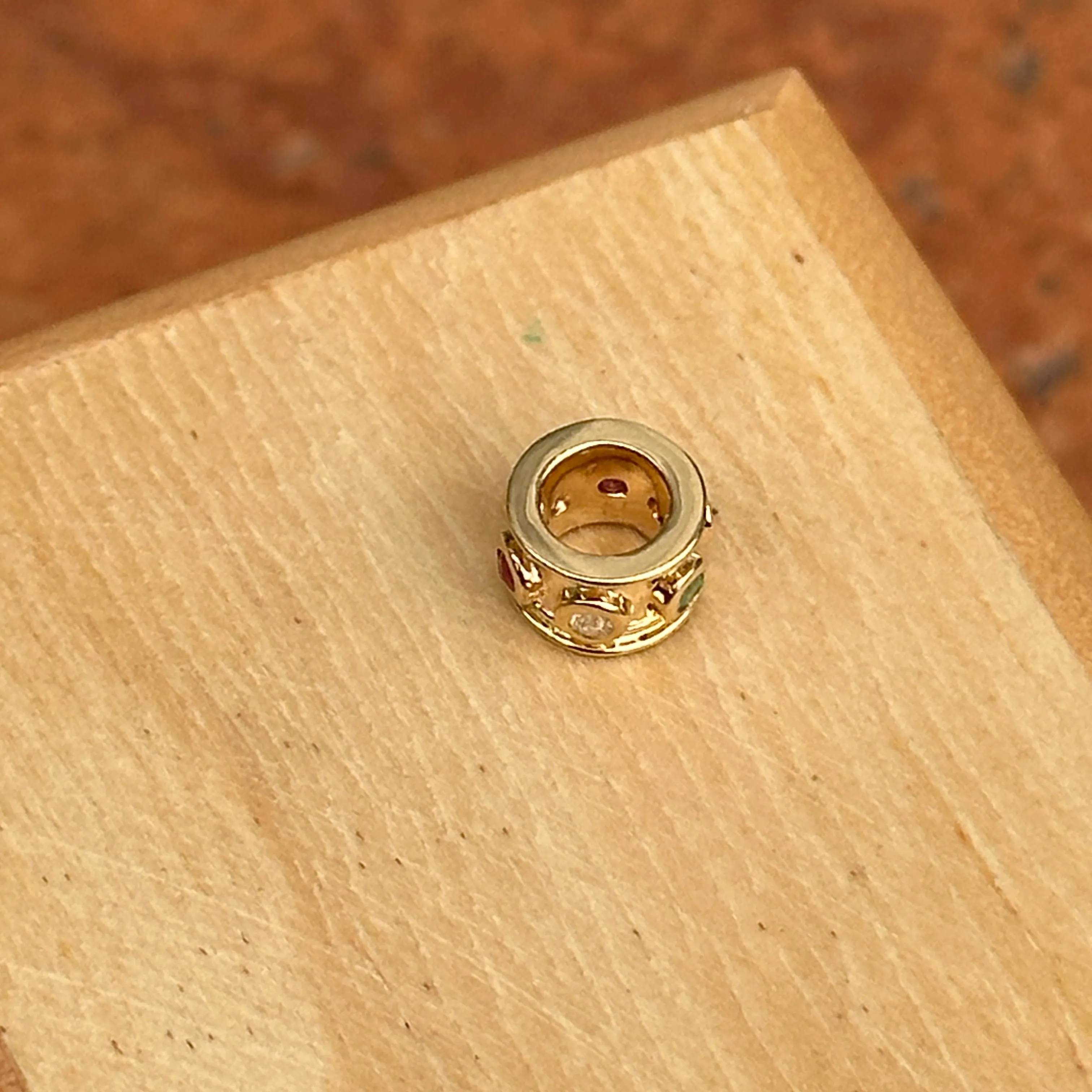 14KT Yellow Gold Multi-Colored Sapphire Roundel Pendant Slide