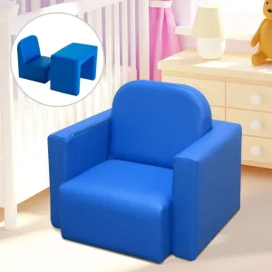 2-in-1 Multifunctional Convertible Kids Table and Chair Set Blue