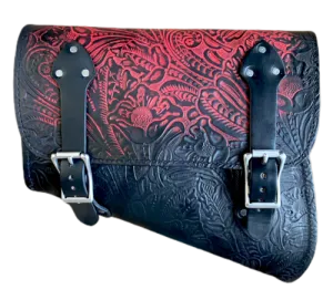 2018-2022 Indian Scout Bobber Saddle Bag Mounting Hardware Ant Red Tooled Leather