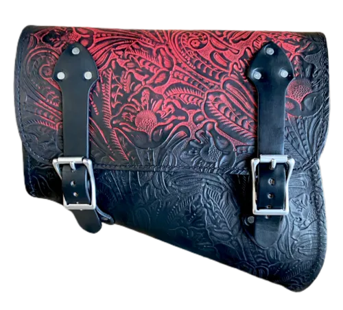 2018-2022 Indian Scout Bobber Saddle Bag Mounting Hardware Ant Red Tooled Leather