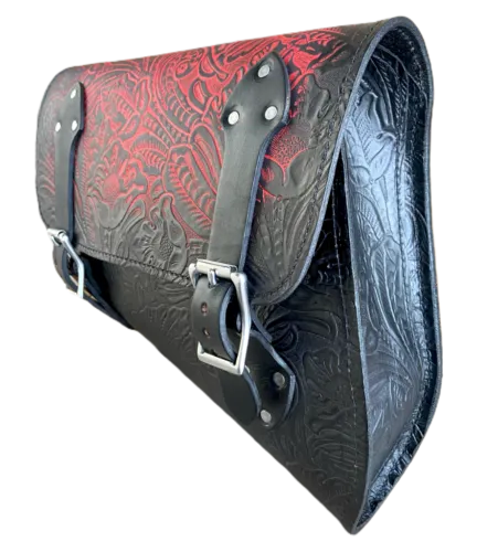 2018-2022 Indian Scout Bobber Saddle Bag Mounting Hardware Ant Red Tooled Leather