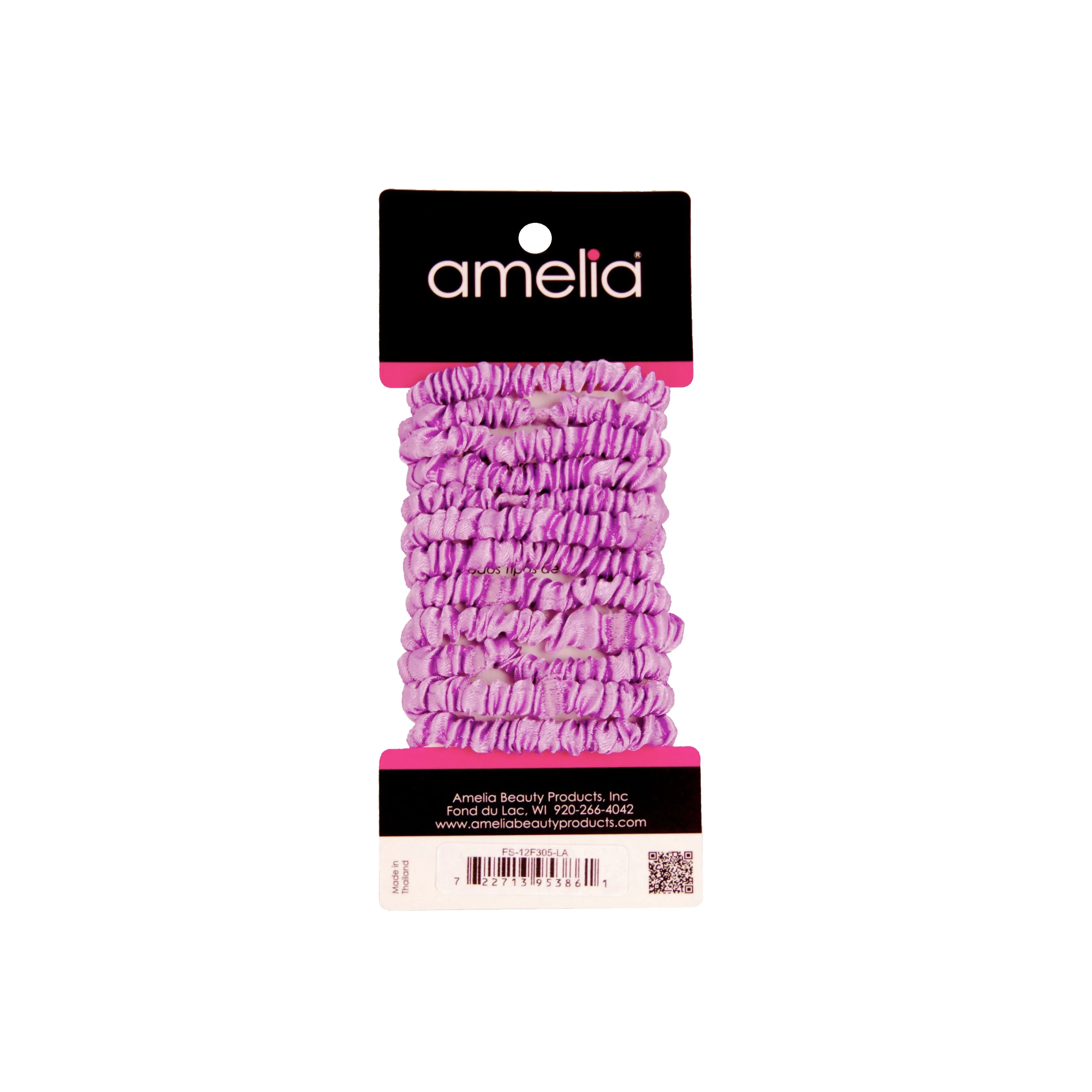 Amelia Beauty, Lavender Skinny Satin Scrunchies, 2in Diameter, Gentle and Strong Hold, No Snag, No Dents or Creases. 12 Pack