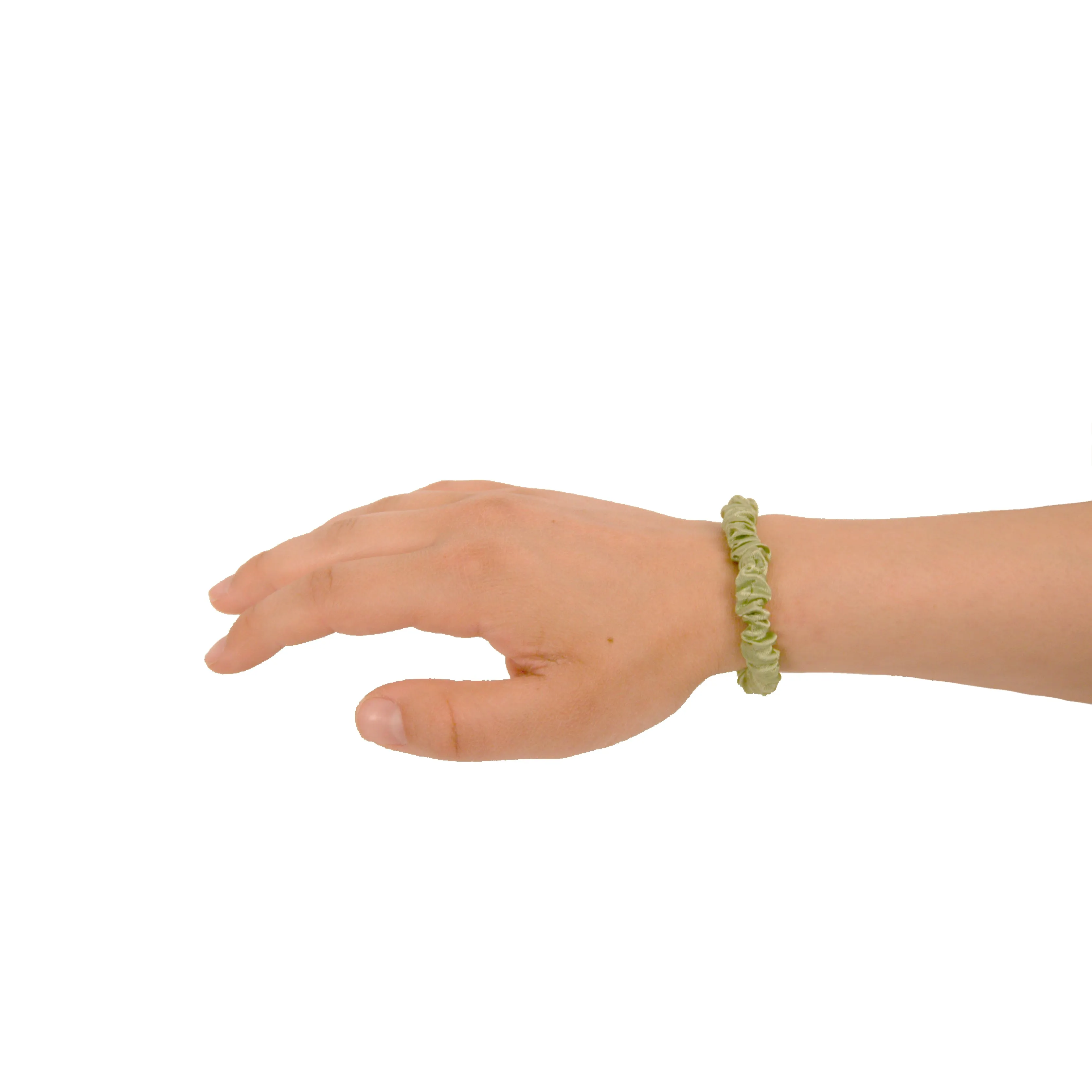 Amelia Beauty, Lime Skinny Satin Scrunchies, 2in Diameter, Gentle and Strong Hold, No Snag, No Dents or Creases. 12 Pack