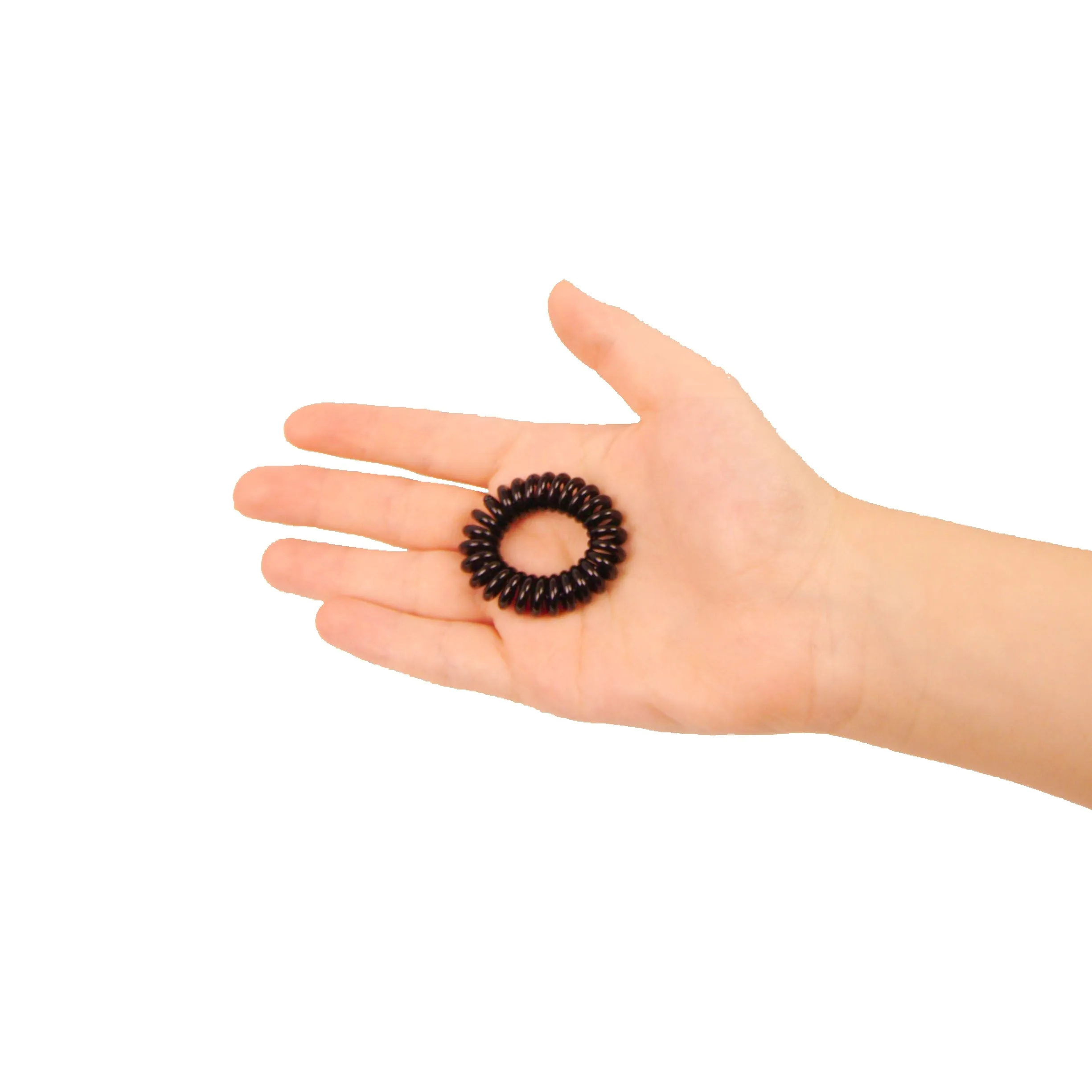 Amelia Beauty Products 8 Small Elastic Hair Coils, 1.5in Diameter Thick Spiral Hair Ties, Gentle on Hair, Strong Hold and Minimizes Dents and Creases, Black, Brown and Clear Mix